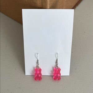 Hot Pink Gummy Bear Drop Earrings